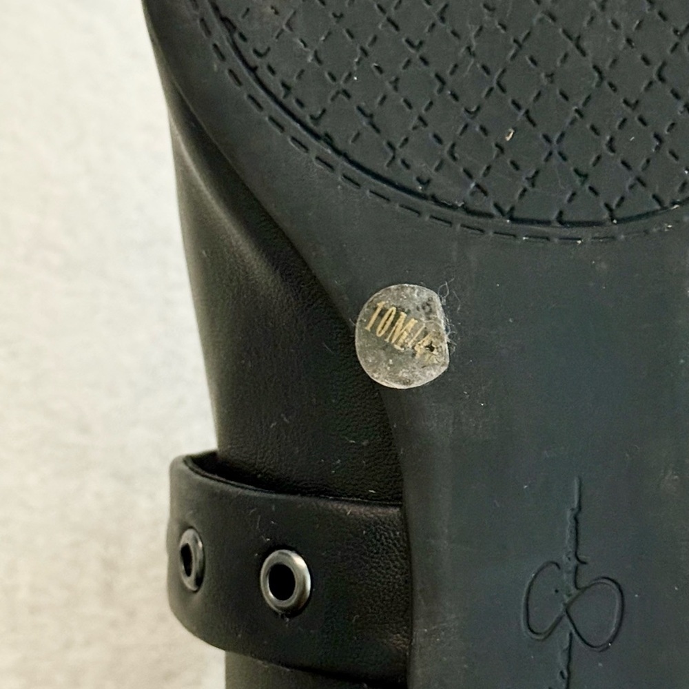 Jessica Simpson Black Ballet Flats Grommet Ankle Straps Size 10 - Picture 8 of 9